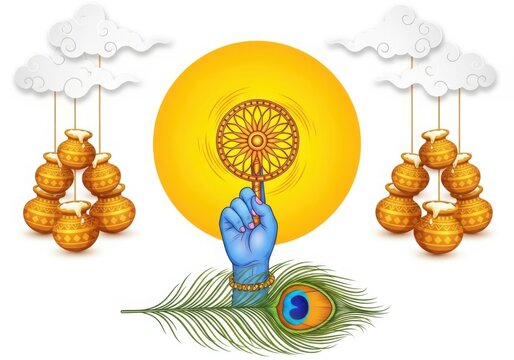 Divine Blue Hand Holding Sudarshan Chakra Symbol
