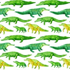 Fototapeta premium Colorful Pattern of Various Crocodiles and Alligators, endless seamless texture rapport element