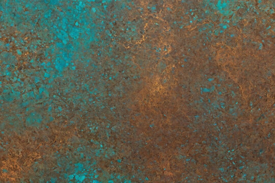 Exposed brown copper with green verdigris