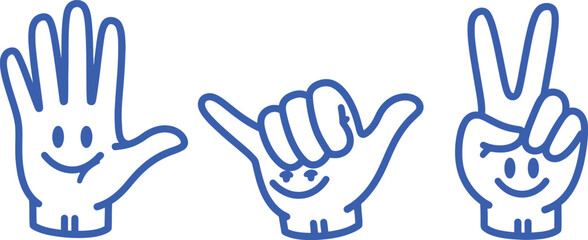Fototapeta premium Smiling hand gestures in blue outline
