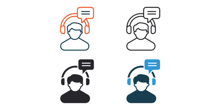 chate icons outline and Flat Style,transparent background