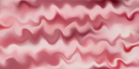 Pink strawberry yogurt or ice cream surface texture with wave pattern. Milk creamy sweet fruit and berry product. Soft and frozen sorbet or dairy pudding smooth top. Realistic vector background. © Dul