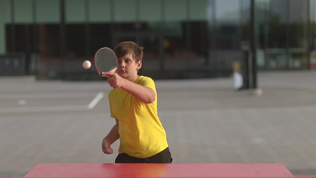 Slow motion ping pong ball hit
