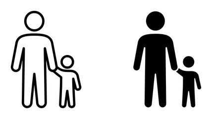 Parent and Child Icon Set, Family Silhouette Vector Graphics, Adult and Kid Pictograms
