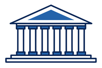 Fototapeta premium Classical Bank Building Icon with Greek Columns Architectural Vector Design