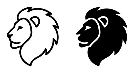 Lion Head Icons, Majestic Mane Vector Art, Regal Animal Silhouette, Bold Wildlife Graphics © Atique