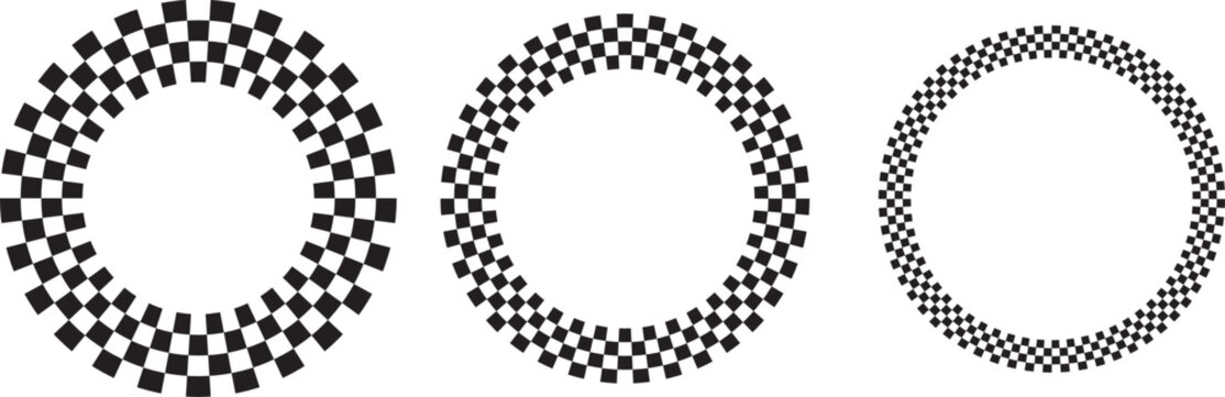 Circular checkered pattern borders and racing style frames