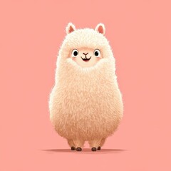 Obraz premium Cute alpaca with goofy grin on pastel pink backdrop, humorous illustration