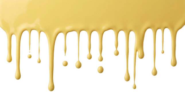 Yellow paint dripping down on a transparent background PNG file