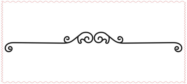 Elegant black ornate horizontal flourish with swirling curlicues and decorative scrollwork isolated on transparent background Vectore