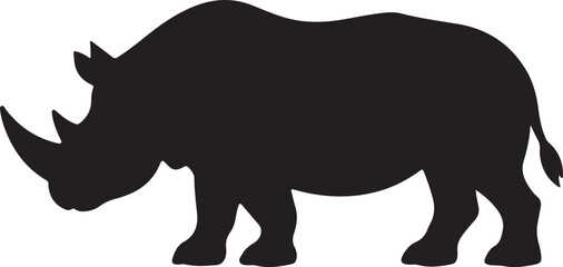 Minimal rhinoceros silhouette icon vector isolated on white background, bold wildlife symbol © MdNazmul