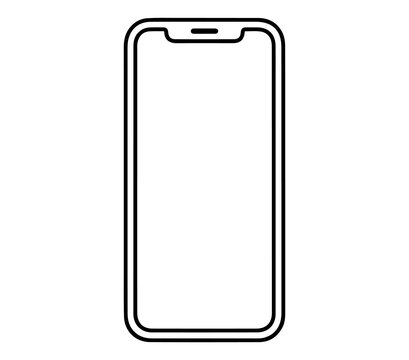 Minimal Smartphone Frame Mockup Outline Vector Style Mobile Phone Screen Template Isolated on Light Background 15 Monochrome
