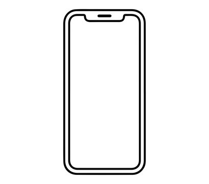 Minimal Smartphone Frame Mockup Outline Vector Style Mobile Phone Screen Template Isolated on Light Background 15 Monochrome