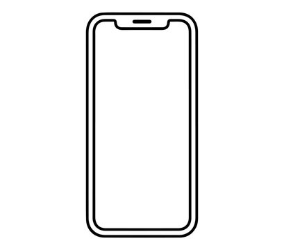 Minimal Smartphone Frame Mockup Outline Vector Style Mobile Phone Screen Template Isolated on Light Background 15 Monochrome