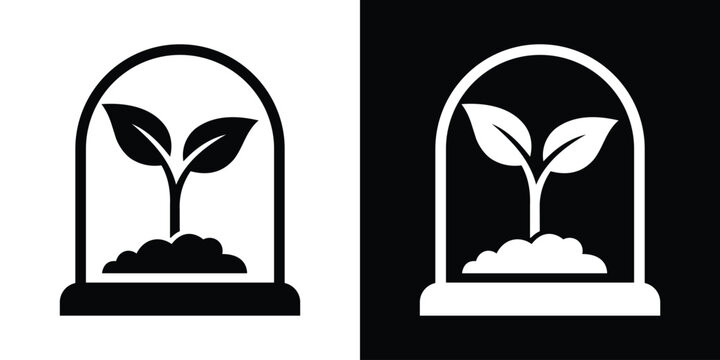 Power button icon combined with a growing plant sprout. Creative vector graphic representing clean start, green energy, and sustainable technology.