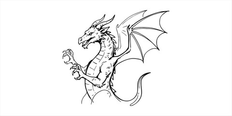 Obraz premium Dragon with wings holding a ball