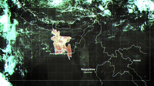 BANGLADESH Rotating Map Satelite Map Style