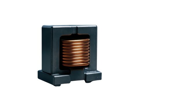 Electronic ferrite core inductor with copper wire coil winding for power supply hardware component manufacturing
