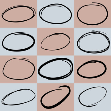 Set of Proofreading Circle Marks Doodle Vector Design