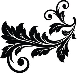 Fototapeta premium Black floral swirl flourish design element