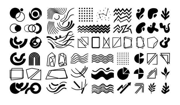 Modern abstract geometric shapes minimal trendy graphic element vector collection