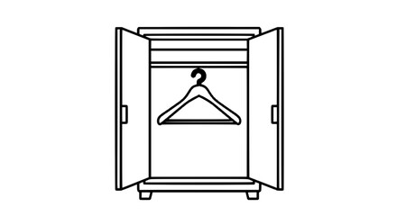 Naklejka premium A minimalist vector illustration shows a person balancing on a tightrope between two open doors