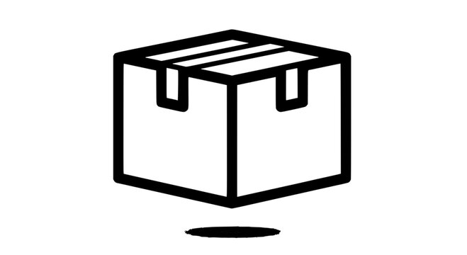 A simple black and white vector icon depicting a box with handles on top resembling a storage crate.