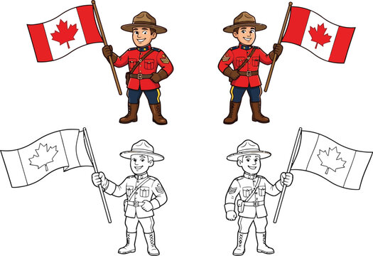 Canada day celebration with mounties and flags patriotic symbols of unity and freedom
