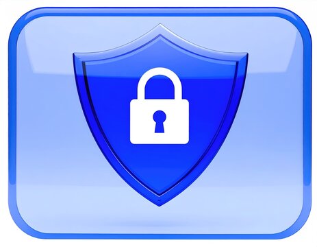 Gleaming blue shield icon with a white padlock, symbolizing security
