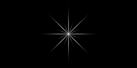 Fototapeta premium A brilliant star shines brightly against a black background. Dramatic light effect sparkling lens flare with circular glow for visual enhancement. Vector Glow Effect design fully editable high quality