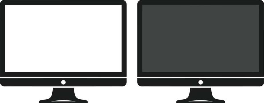 Computer Monitor Screen Icons Collection Blank Desktop Display Mockup Vector Illustration Set