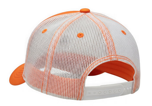 Orange and white baseball cap on white background