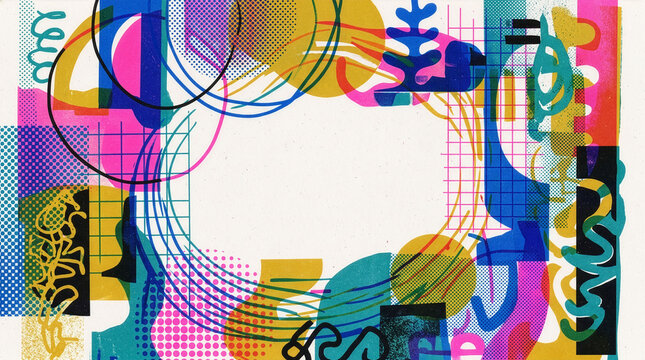 Fondo abstracto de formas geom&eacute;tricas y l&iacute;neas con espacio para texto.