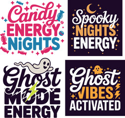 Obraz premium Halloween T-Shirt Design Set Spooky Halloween Quote Bundle
