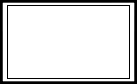 Geometric rectangle, black outline, white background, vector shape, simple design element