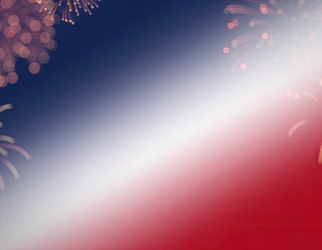 Fireworks on a french flag background with a white light gradient effect