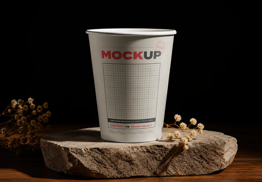 Cup Mockup Stand on Stone