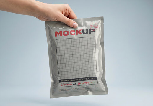 Hand Holding Pouch Bag Mockup