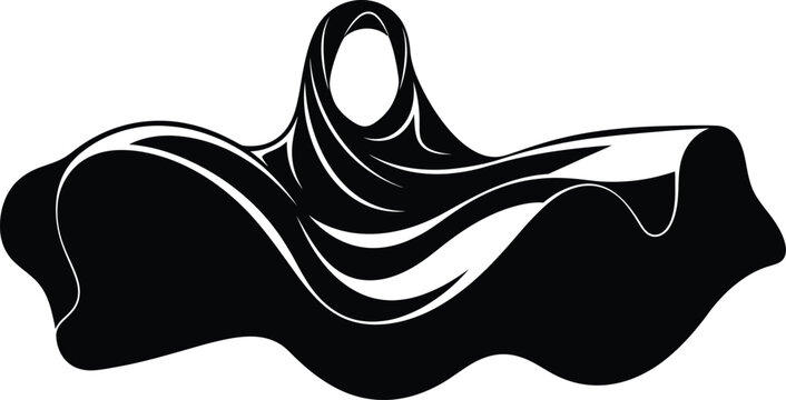 Abstract black and white flowing fabric design element