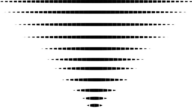 Abstract black and white horizontal halftone pyramid pattern