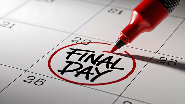 Final day marked on calendar for deadline reminder and important schedule planning
