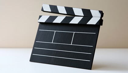 Fototapeta premium Black clapboard with white lines, open and ready for filming