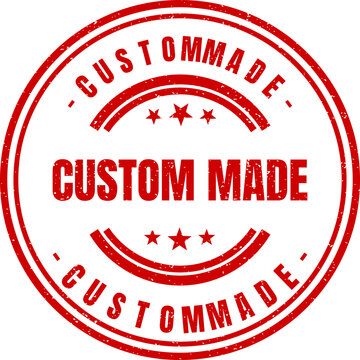 Vintage red ink rubber stamp text custom made with circular border and star design elements