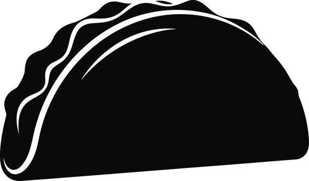 Black silhouette of a traditional soft shell taco