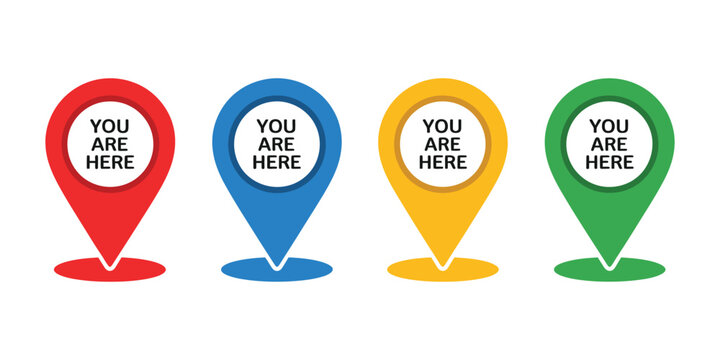 You Are Here Icon Map Pointer Vector Illustration for Navigation, Address Location, and GPS Position Marker in Flat Style