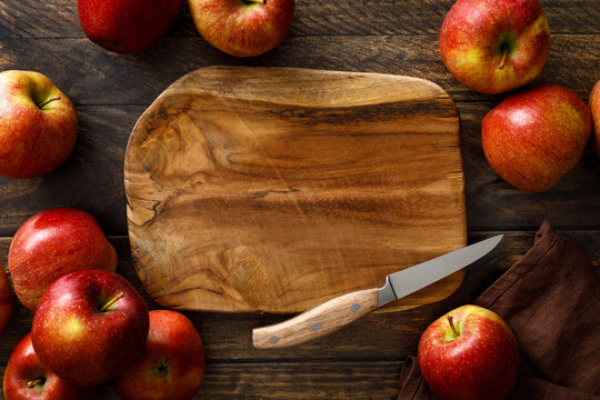 Apple. Ripe juicy red apple fruits with natural vitamins and antioxidant, healthy food, top view