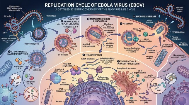 A detailed scientific overview of the filovirus life cycle, replication cycle of ebola virus