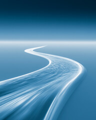 Obraz premium Blue Glowing Road to Horizon for Future Technology and Business Journey