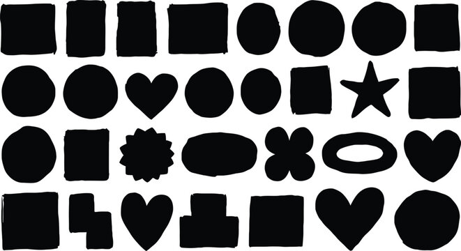 Black shapes on white background