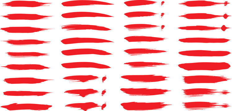 Red brush stroke collection artistic paint swashes and textures